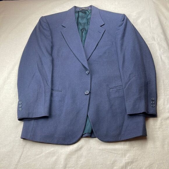 ROUNDTREE‎ & Yorke Sport Coat Mens 40R Blue Camel Hair Blazer - Picture 1 of 12